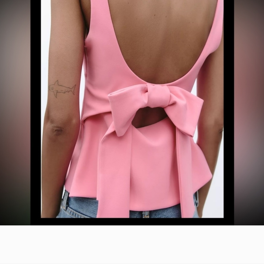 Zara Pink Bow Back Sleeveless Blouse